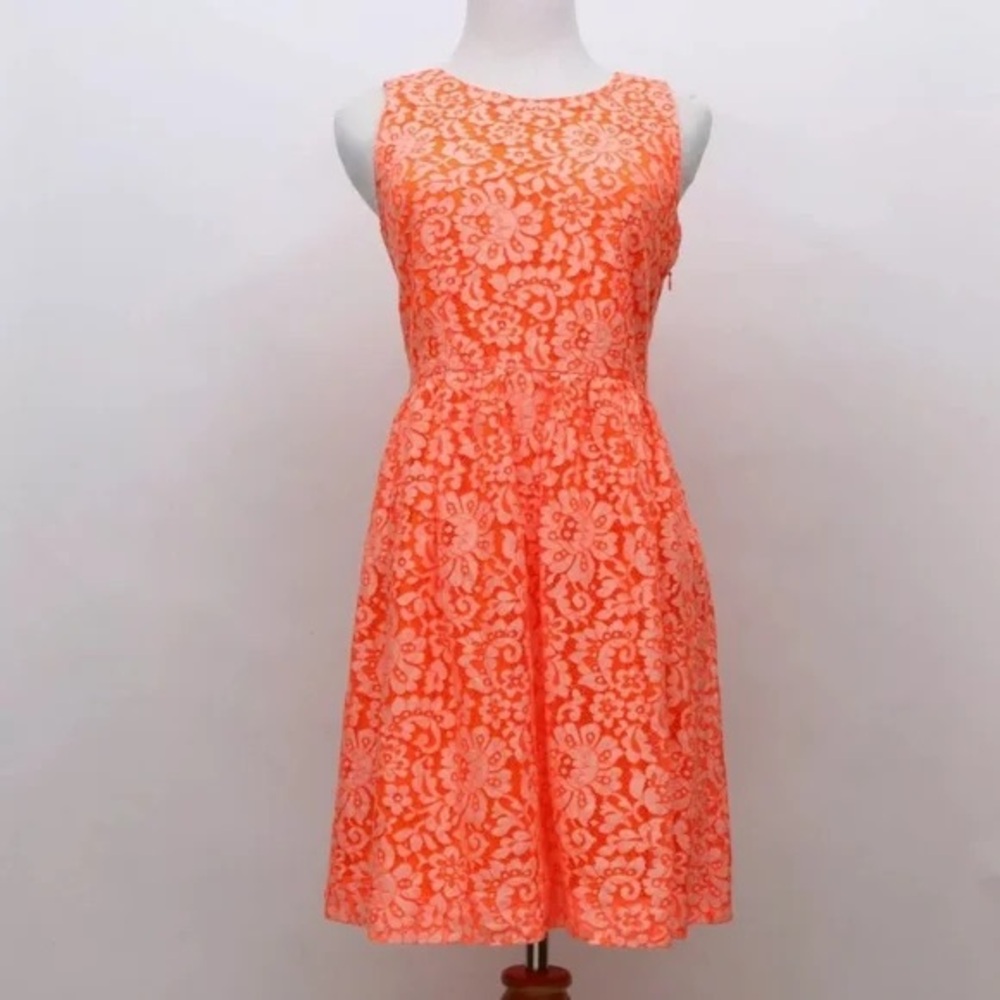 Madewell Vibrant Orange Lace Midi Dress